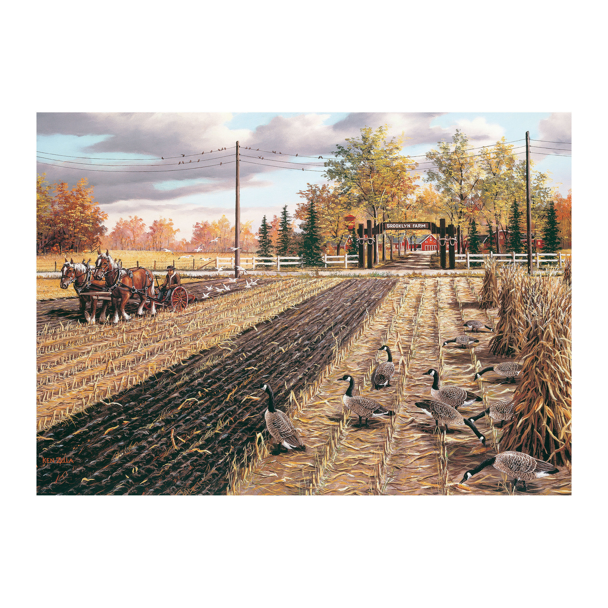 River's Edge Products Jigsaw Puzzle in Tin 1000 Pieces Fall Plowing